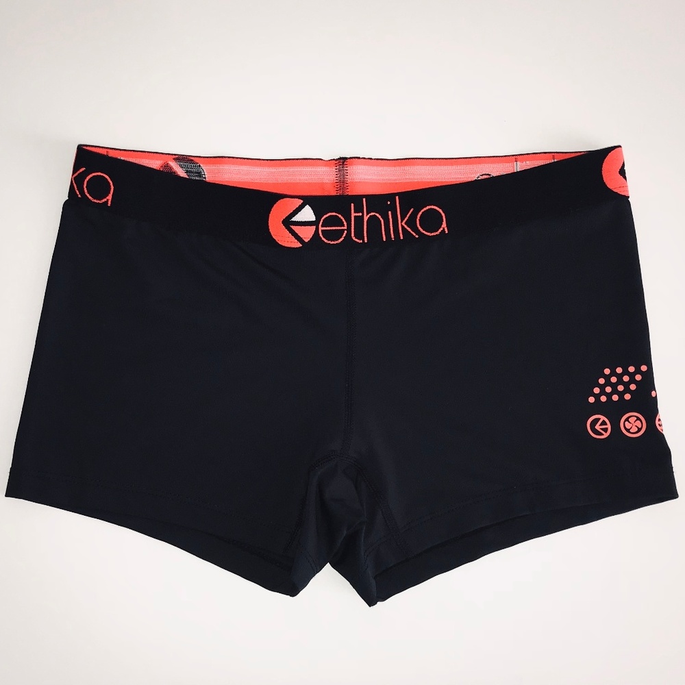 Ethika Shorts Black & Bright Coral Size Medium
